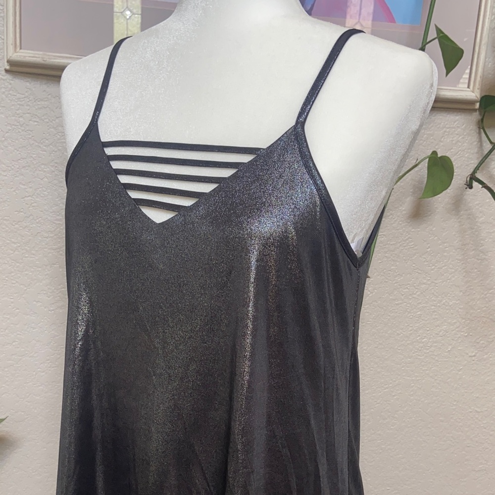 Shimmering Metallic Black Strappy Dress, size S. Pink Owl brand